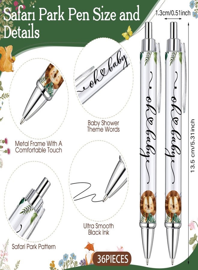 Dinifee 36 Sets Safari Park Baby Shower Favors Pens Includes 36 Rolling Paper Ballpoint Pens and Greeting Bookmarks Safari Jungle Baby Shower Game Prizes Party Favors Return Gifts - Image 2